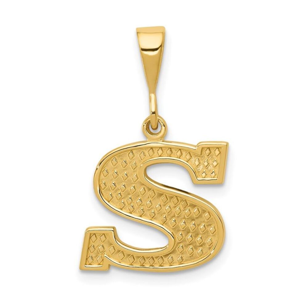 14k Yellow Gold, Ashley Collection, Textured Initial S Pendant